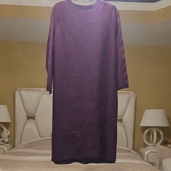 Jessica London Cable Knit Sweater Dress in Plum Size 18/20 - Picture 4 of 13